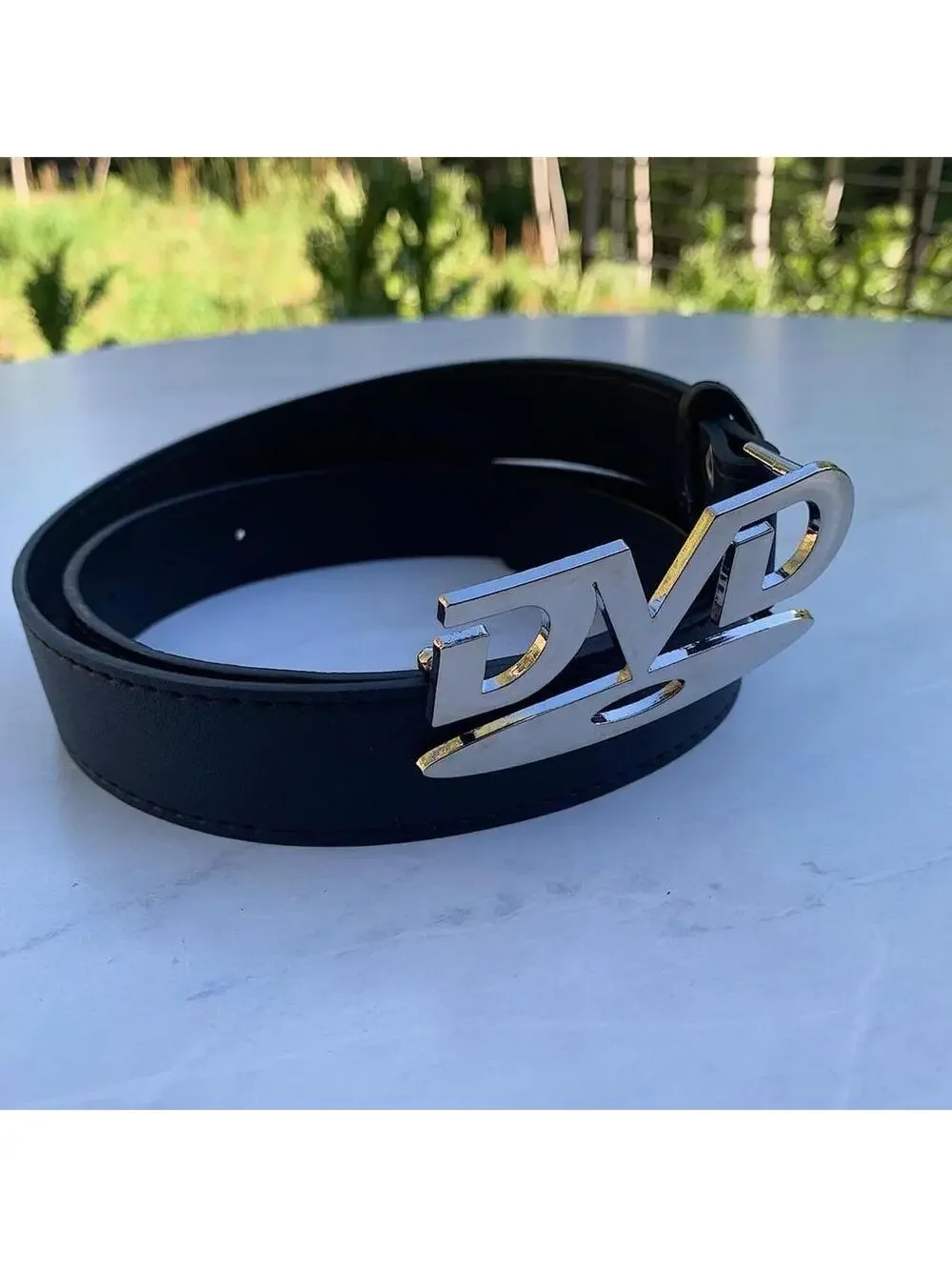 DVD Belt Buckle black leather belt. Very cool unique belt. Y2k style. 39 inches